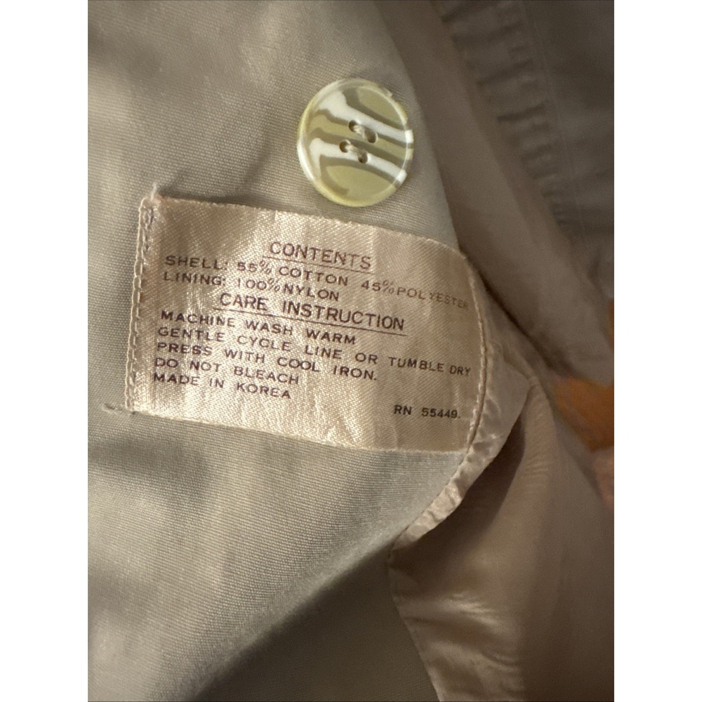 Vintage Brooks Women's Trench Coat Size 11/12 Beige Belted Lined Made In Korea - Picture 3 of 10